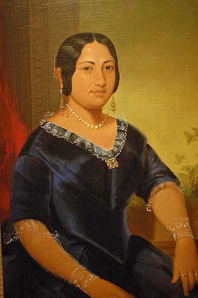 Portrait of Princess Manaiula Tehuiarii, granddaughter of King Pomare I of Tahiti, Wife of High Chief William Kealaloa Kahanui Sumner